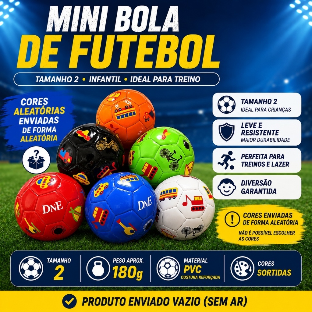 KIT 5/10/20/30/40 Peças Mini Bola De Futebol Pequena N°2 INFANTIL ENVIADO Cores e modelos Aleatórias