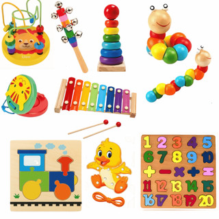 Brinquedo Educativo Montessori de Madeira Didático Sensorial Formas e Cores Empilháveis para Bebê
