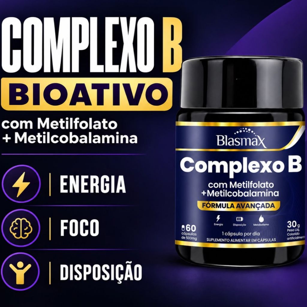 Complexo B Vitaminas B6 B9 B12 Forma Ativa Metilfolato Metilcobalamina 60 Cápsulas Envio Imediato