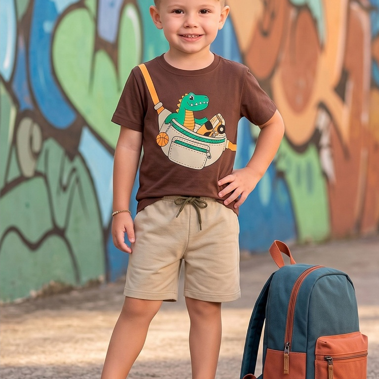 Conjunto Verão Infantil Masculino Camiseta e Bermuda — imagem 2 de 2