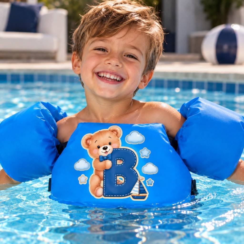 Boia Colete Letra Personalizado Infantil Criança De Braço Piscina Kids Não Fura até 25kg Praia Rio
