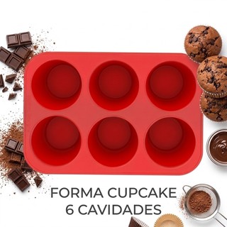 Forma Cupcake Antiaderente Silicone Pão de Queijo Empadas Muffins Assadeira 6 ou 12 Cavidades