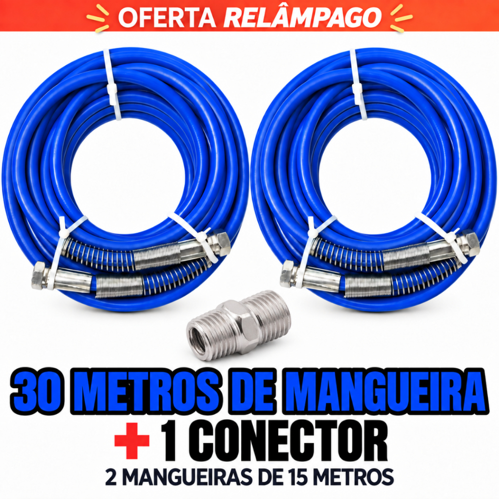Mangueira Airless De Alta Pressão 30 Metros 1/4 3300psi Pintura Universal Vonder Lynus Menegotti