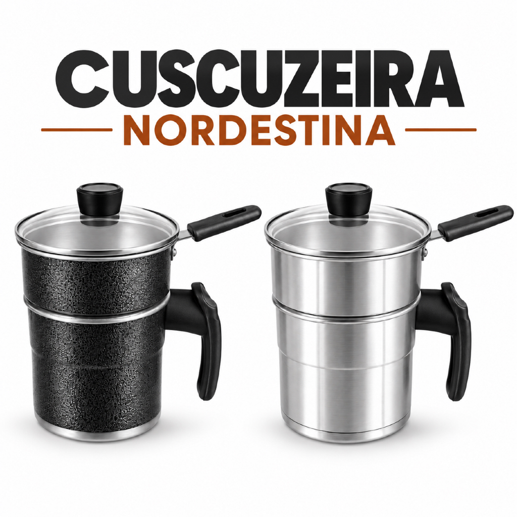 CUSCUZEIRA ALUMINIO NORDESTINA ORIGINAL 2 EM 1