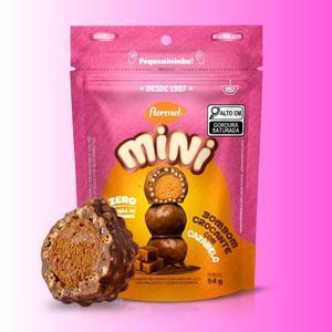 Mini Bombom Chocolate Crocante Caramelo Zero Açúcar Sem Glúten 54g Flormel