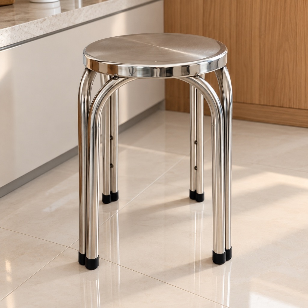 Banco de Inox Reforçado Pés Antiderrapantes Resistente 45 cm