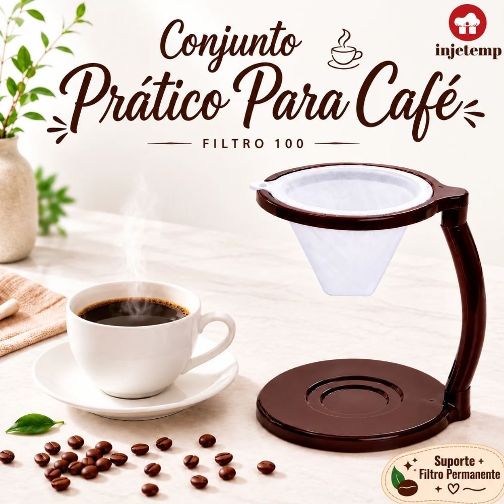 Conjunto Suporte Prático Com Filtro de Café 100 Reutilizável Individual Conjunto Prático-New