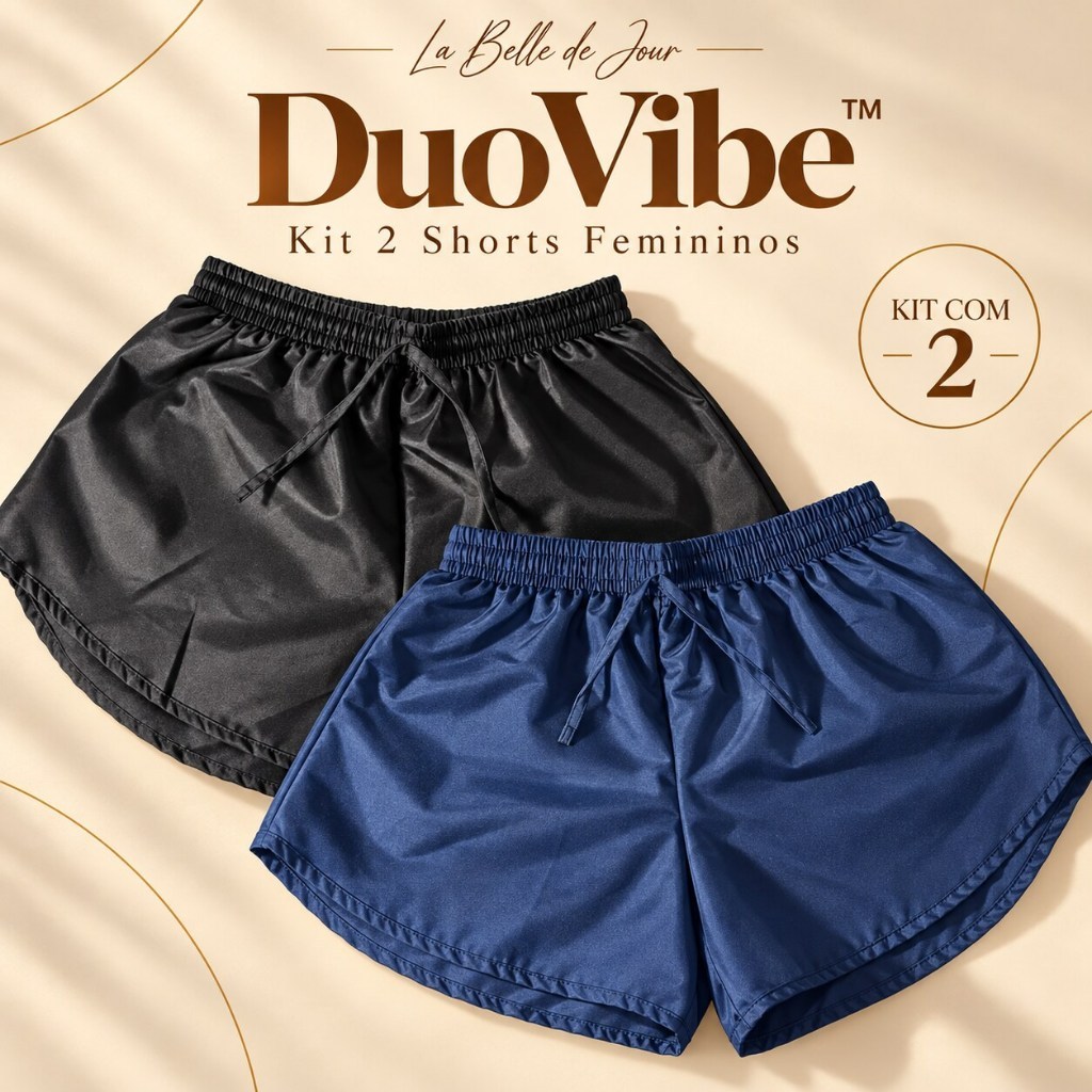 Kit 2 Shorts Tactel Feminino DuoVibe™ Casual Corrida Academia Caminhada Praia Verão Shortinho P ao G4 Plus Size Feminino
