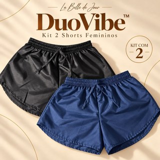 Kit 2 Shorts Tactel Feminino DuoVibe™ Casual Corrida Academia Caminhada Praia Verão Shortinho P ao G4 Plus Size Feminino