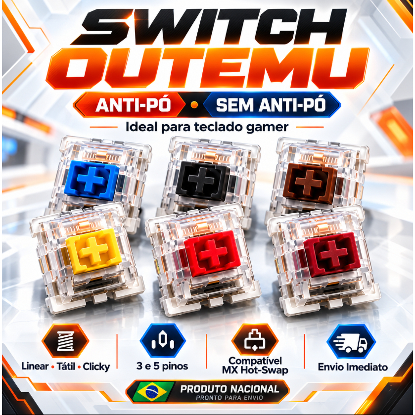 Switch Outemu 3 Pinos Teclado Mecânico Blue Red Brown Linear Tátil Anti-Pó Clicker Switch Outemu Para Teclado Mecânico -