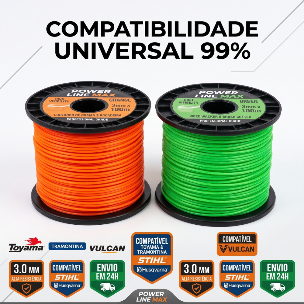 Fio de Nylon Para Roçadeira 3mm Alta Resistência Kit Universal Profissional Fio Cortador de Grama Refil Carretel Compatí