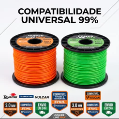 Fio de Nylon Para Roçadeira 3mm Alta Resistência Kit Universal Profissional Cortador de Grama Refil Carretel 2mm Estrela