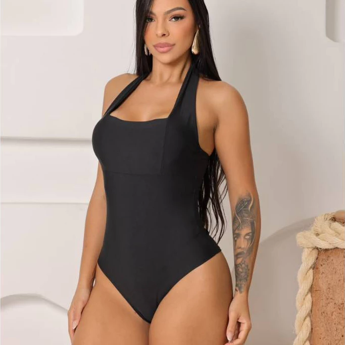 Body Feminino Halter Efeito Silicone Modeladora Suplex Premium Moda Verão Com Bojo — imagem 1