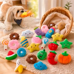 Kit Brinquedos de Pelucia Apito Pet Cachorro Cães Mordedor Macio Resistente Antiestresse Pequeno Médio Porte