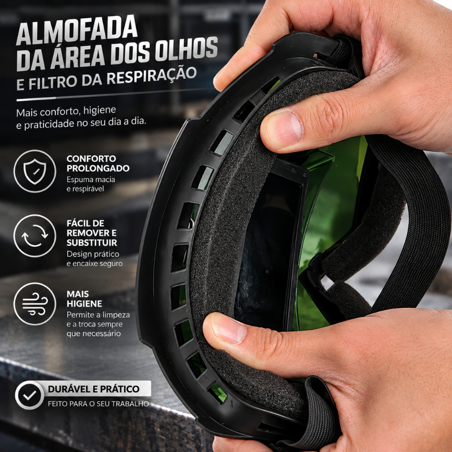 Capacete de Solda Face Auto Escurecimento Removível com Óculos Anti-Reflexo Proteção Solar · foto 2