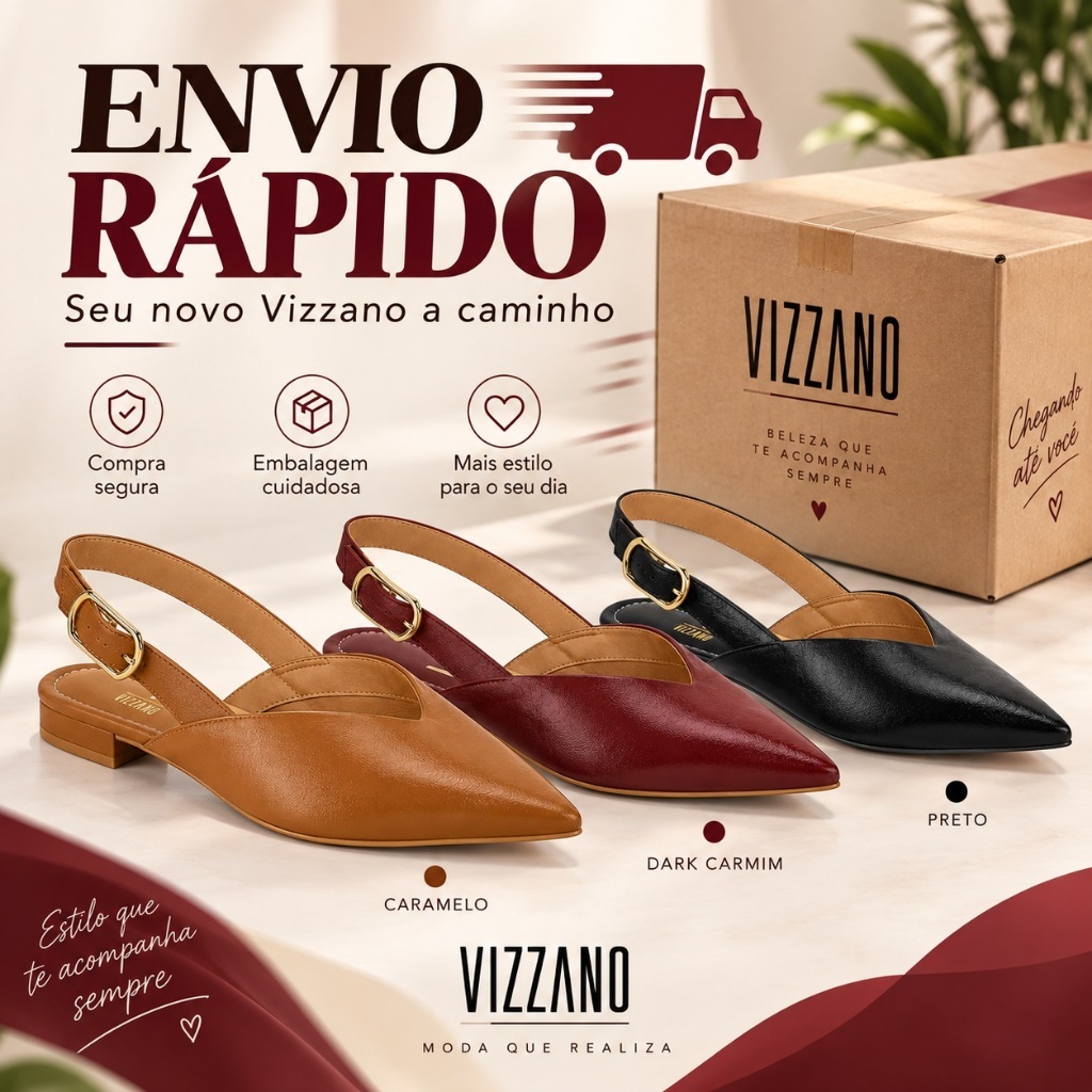 Sapatilha Feminina Slingback Vizzano Casual Bico Fino 1206