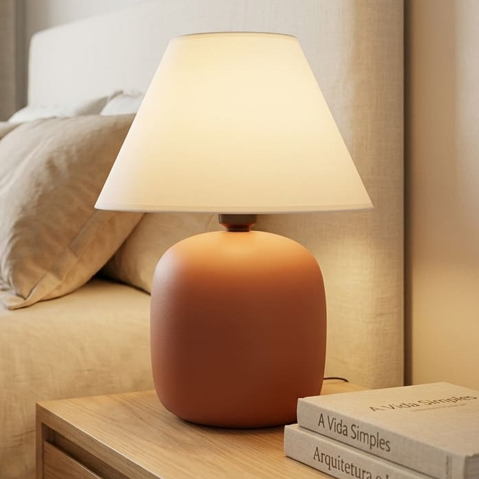 Abajur Luminária Cerâmica de Porcelana Grande Com Cúpula Escritório Quarto Sala