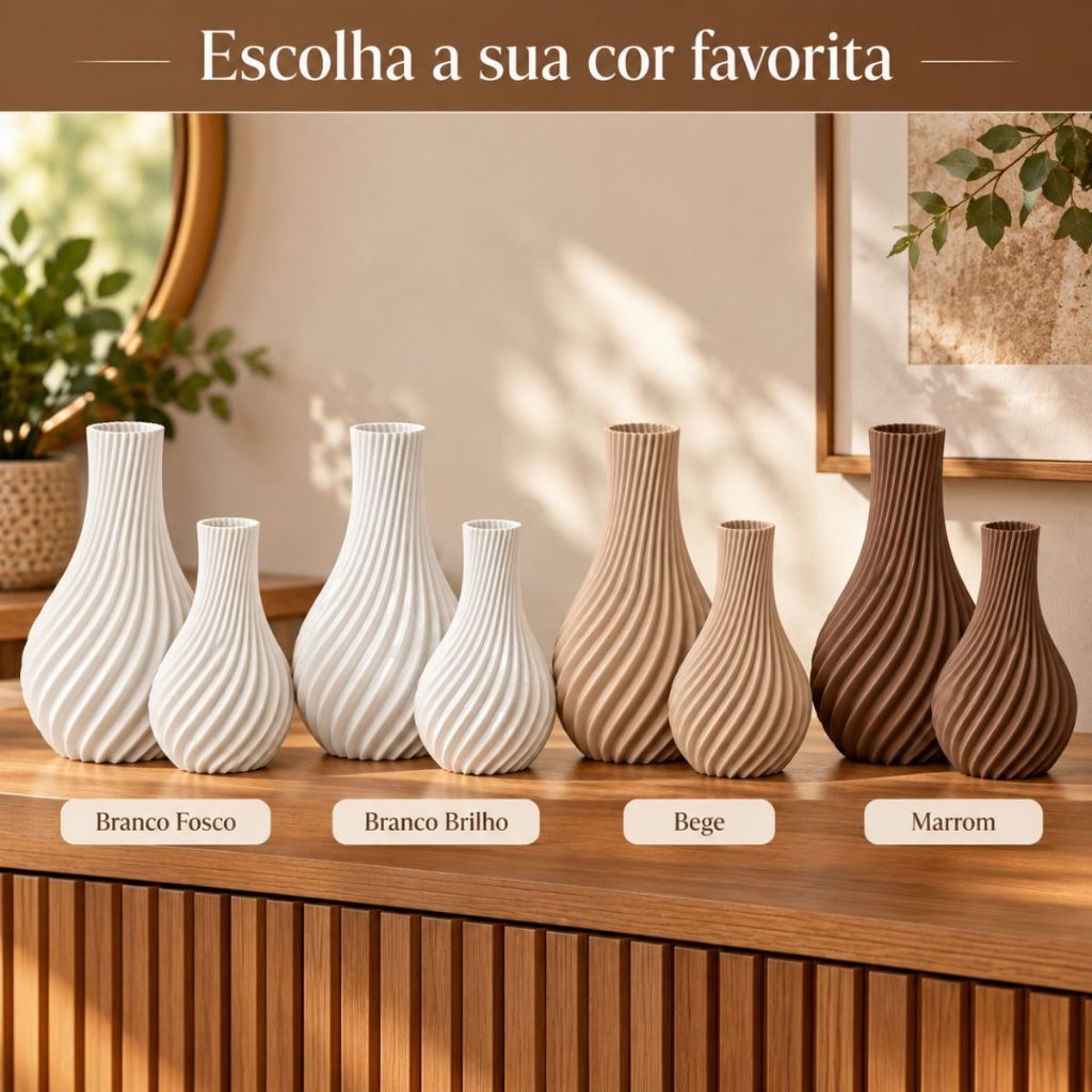 Kit 2 Vasos Decorativos em Espiral Moderno Para Arranjos Artificiais Sala Aparador Decoração — imagem 2 de 2