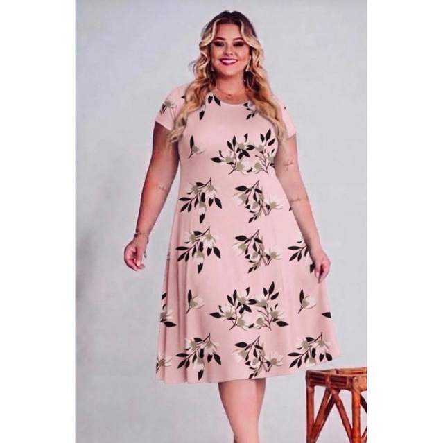 vestido tecido suplex nesgado rodado manga g gg g1 g2 44/46/48/50/52/54