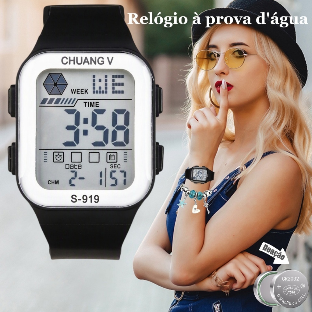 Relogio Feminino Digital A Prova D 'Água De Pulso Lindos Relógio Esportivo Original Led Pulseira