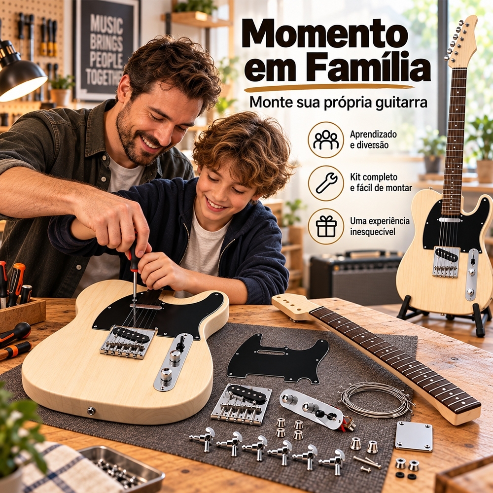 Kit de guitarra elétrica TL para montagem própria, braço em Oguman/corpo em Yangmu, guitarra elétrica de 6 cordas, kit — imagem 2 de 2