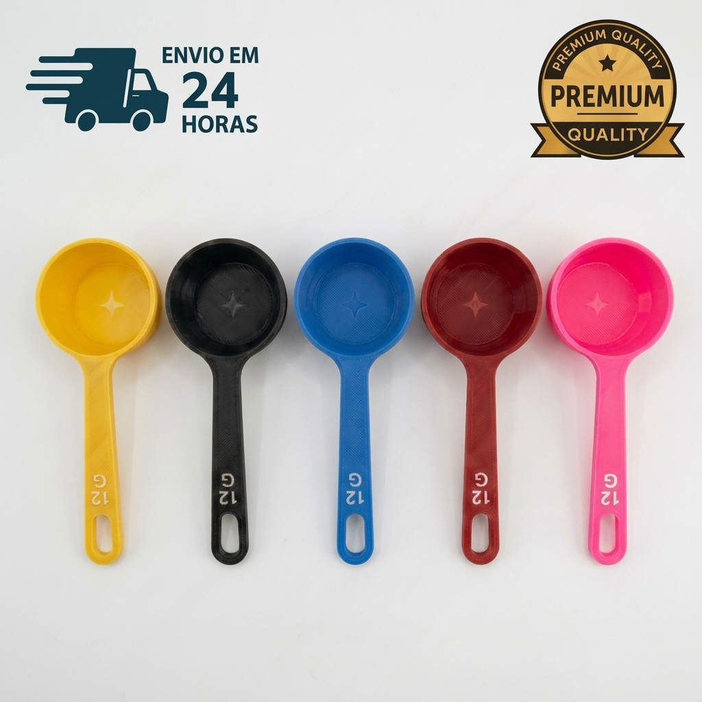 Colher Medidora Multiuso 12g Scoop Dosador Para Café Whey Creatina Leite Em Pó Plástico Resistente