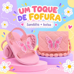 Kit Infantil Sandália e Bolsa Menina Estilosa e Confortável 18 ao 25 Blogueirinha Kids Blogueira Moda