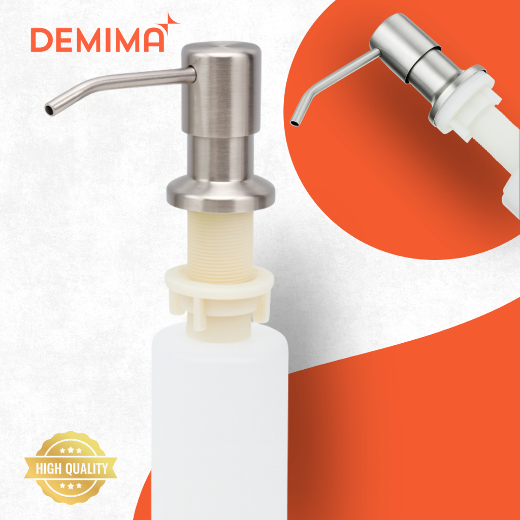 Dispenser Detergente Inox Porta Sabonete Para Banheiro/Cozinha Liquido Embutir 500 ML- Demima
