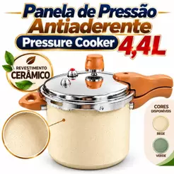 Panela Pressão Cerâmica Antiaderente Indução 4,4L Oikos 4 Válvulas