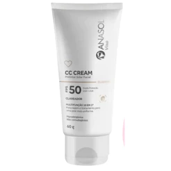 Protetor Solar Facial Anasol Viso CC Cream Claro/Medio FPS 50 Clareador Multifunção 10 em 1 Cobertura Leve 60g