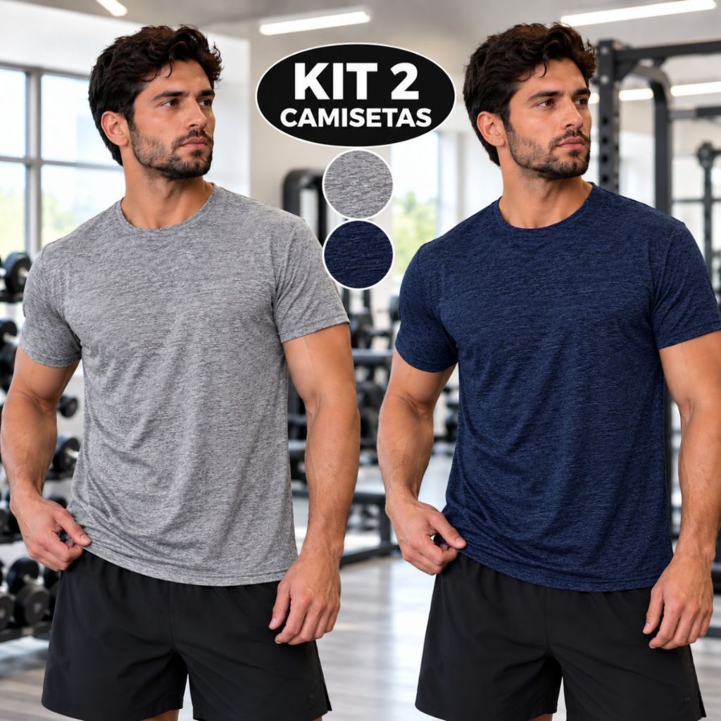 Kit 2 Camisetas Dry Fit Masculina Academia Corrida Crossfit Proteção Treino Caminhada