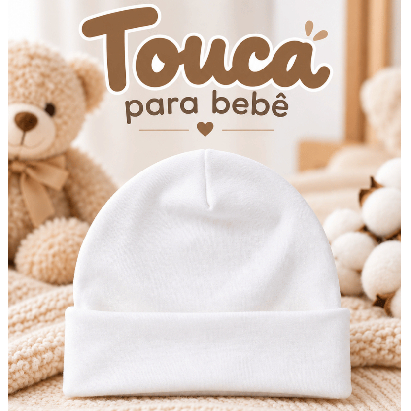 Touca Bebê Suedine 100% Algodão Enxoval Maternidade