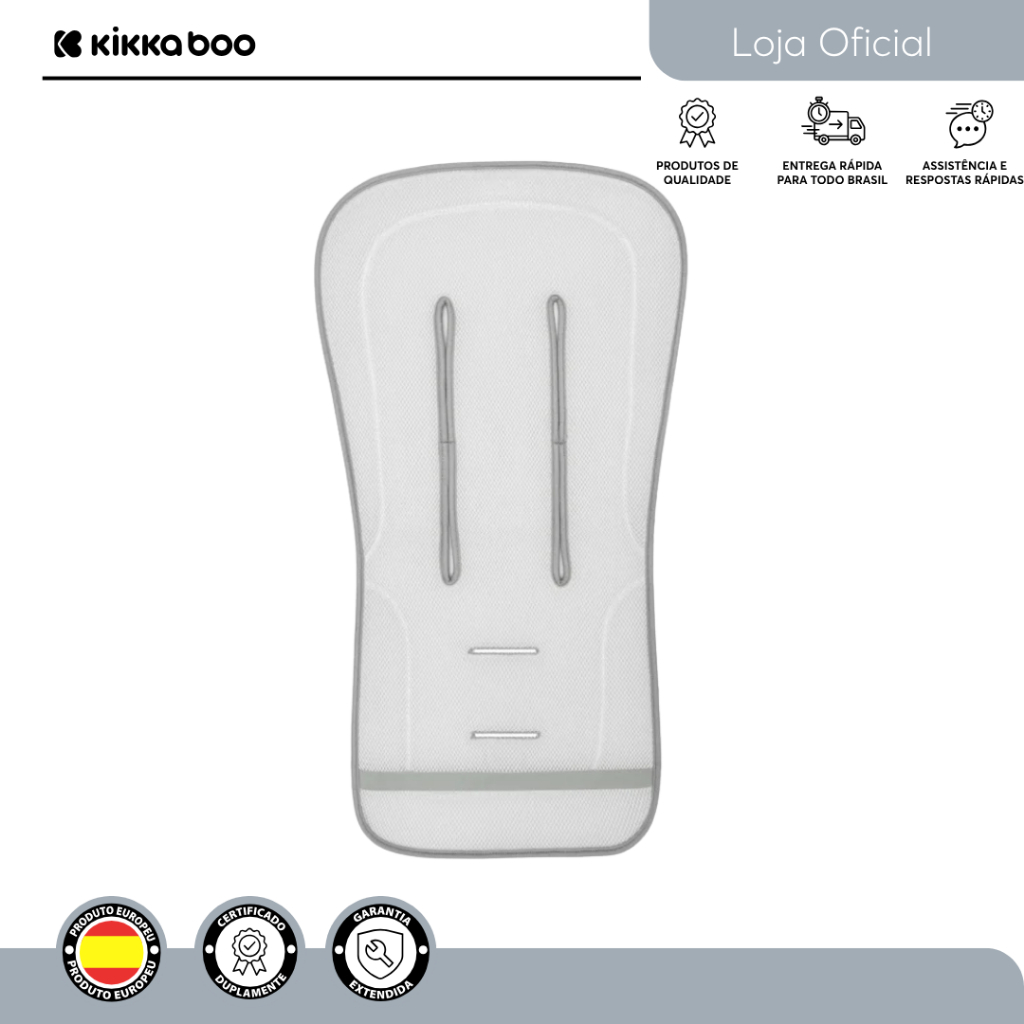 Capa Protetora Para Carrinho Almofada Universal Aberturas Macia Algodão Antitranspirante Seally Me Cinza Kikkaboo · foto 2