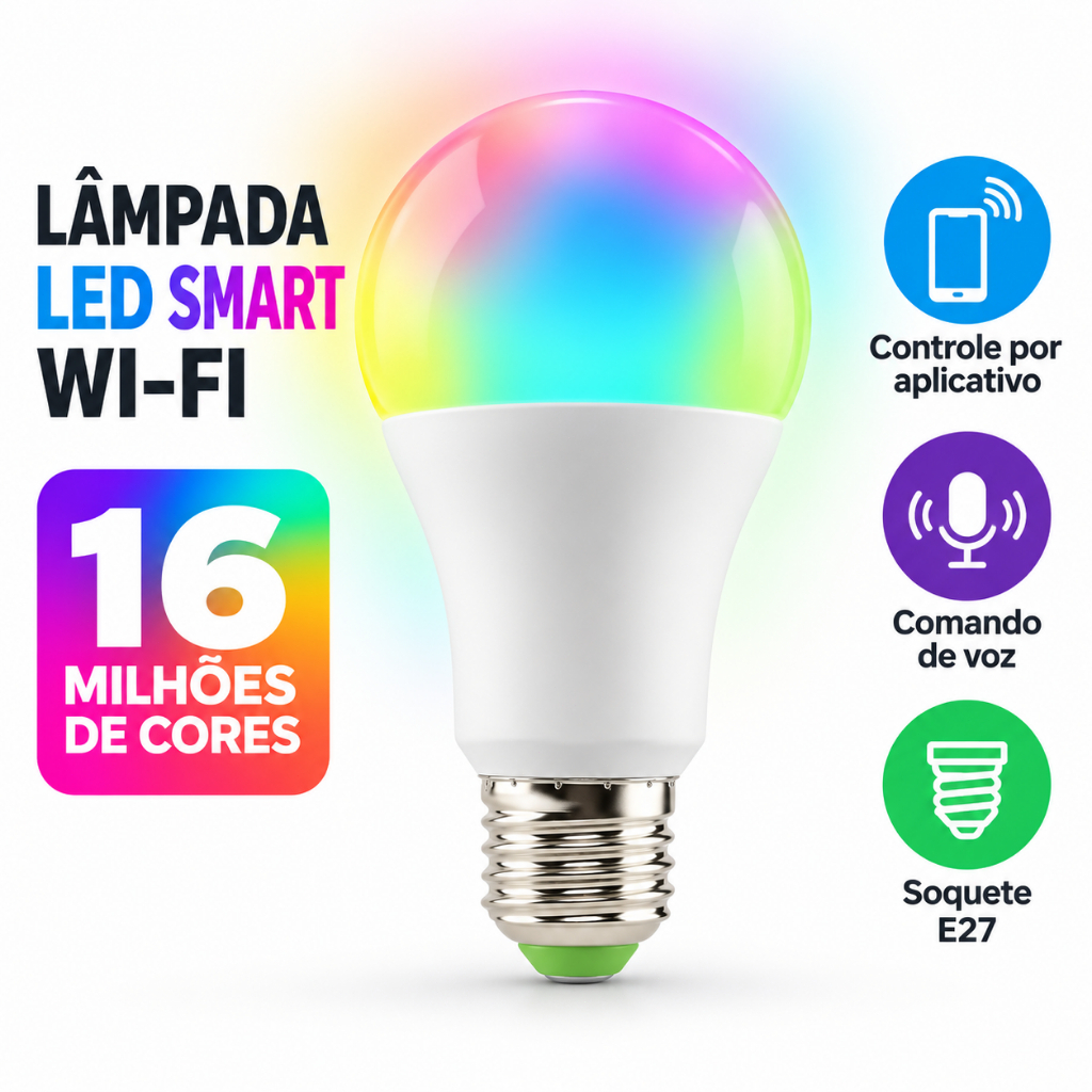 Lampada Led Pera Smart Inteligente Wi Fi 10w RGB Colorido E27 Bivolt Bivolt Branca Neo Avant