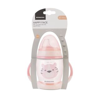 Copo Transição com Bico de Silicone Happy Face Pink 200ml KikkaBoo