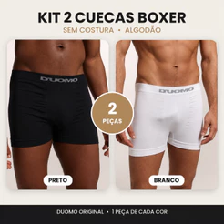 Kit 2 Cuecas Boxer Sem Costura em ALGODÃO Duomo Original Cores 5156