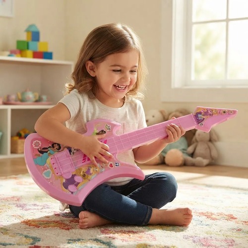 Guitarra Infantil A Corda Princesas 41cm Rosa E Azul Etitoys