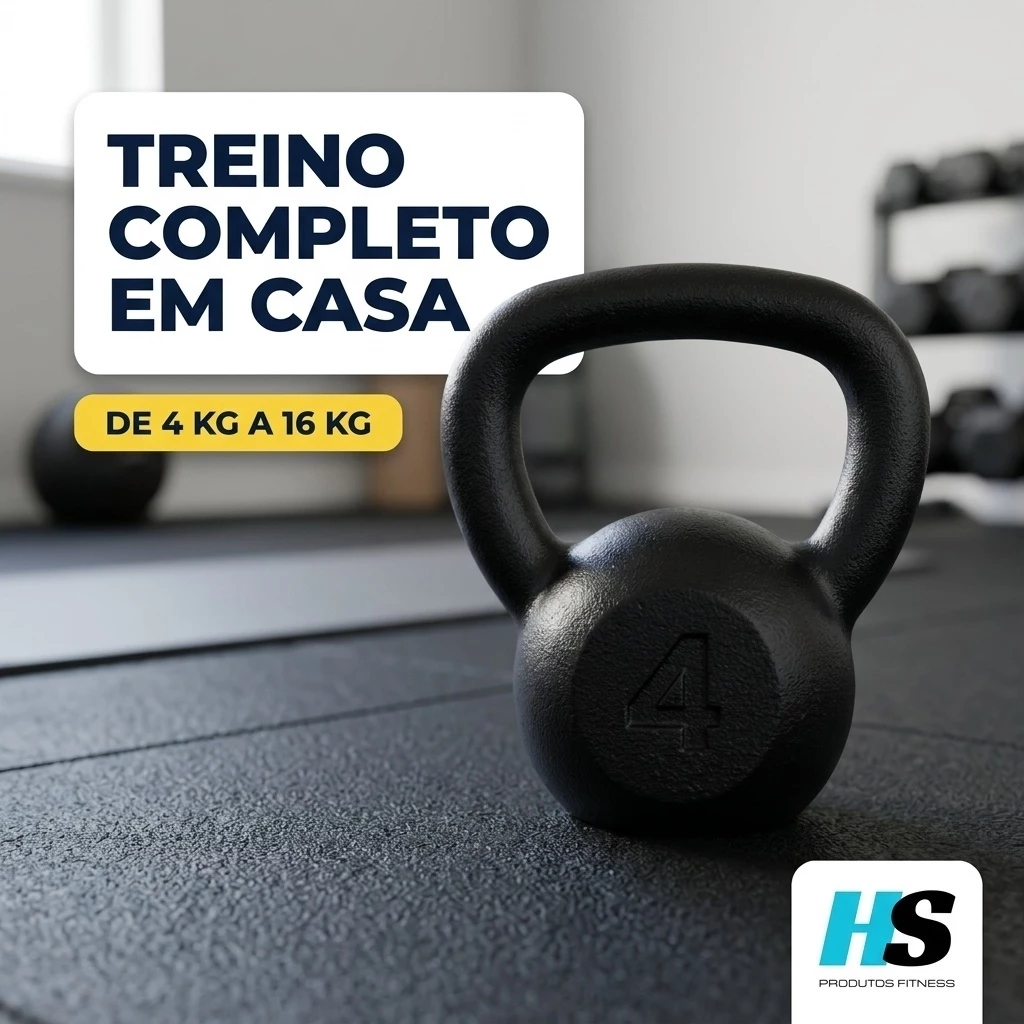 Kettlebell Peso 4kg a 16kg Pintado Ferro Fundido | Peso de Academia Musculação Treino em Casa Treinamento Funcional Fit — imagem 1