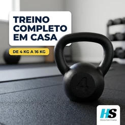 Kettlebell Peso 4kg a 16kg Pintado Ferro Fundido | Peso de Academia Musculação Treino em Casa Treinamento Funcional Fit