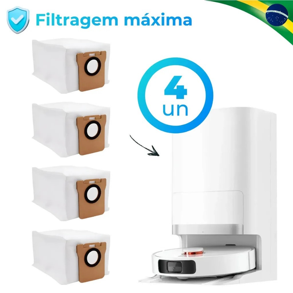 Kit Sacos Coletor Pó Robô Aspirador Para Xiaomi X10+ X20 Plus Vacuum5 H40 H50