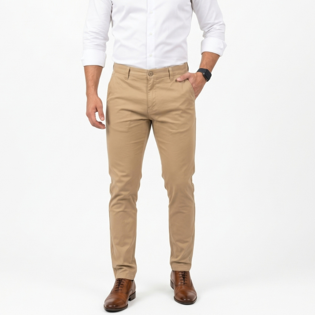 Calça Masculina Esporte Fino Sarja Com Elastano Slim Bolso Embutido Sport Fino