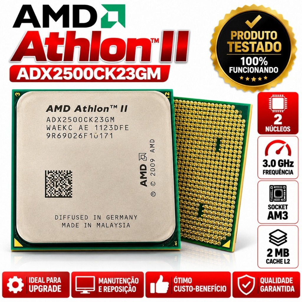 AMD Athlon II X2 250 3.0GHz Processador AM3 ADX2500CK23GM CPU PC