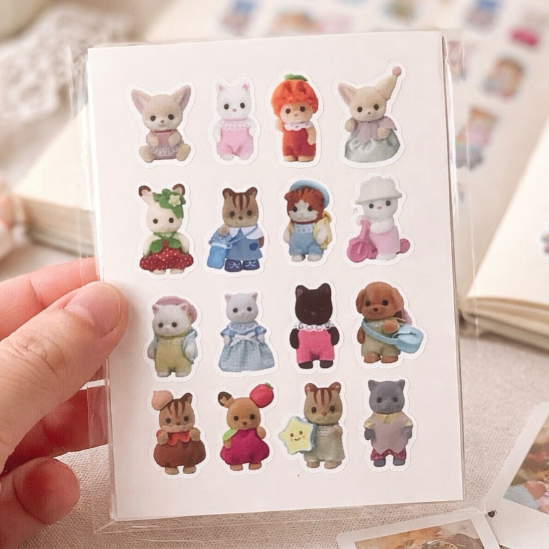 Mini cartelinha fofinha de adesivos família de bichinhos com 16 mini adesivos Families