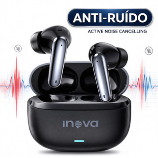 INOVA Fone de Ouvido Bluetooth com Cancelamento de Ruído Ativo ANC Novo Design Couro Sem Fio HiFi para iPhone/Android