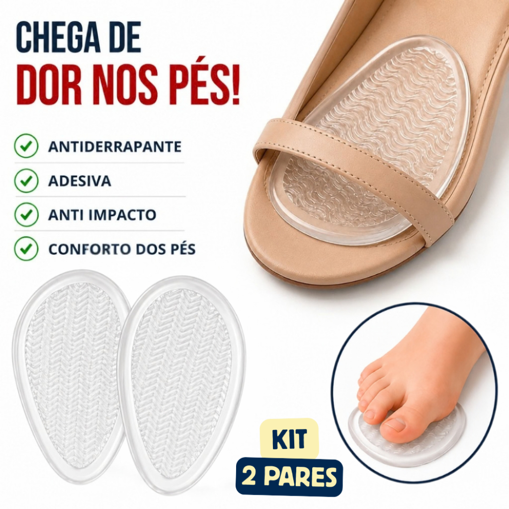 Kit Palmilha Gel Silicone Adesiva Antiderrapante Salto Alto Antepé Conforto Dos Pés