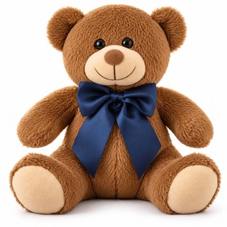 Urso de Pelúcia Marrom com Laço Azul — Presente e Decoração