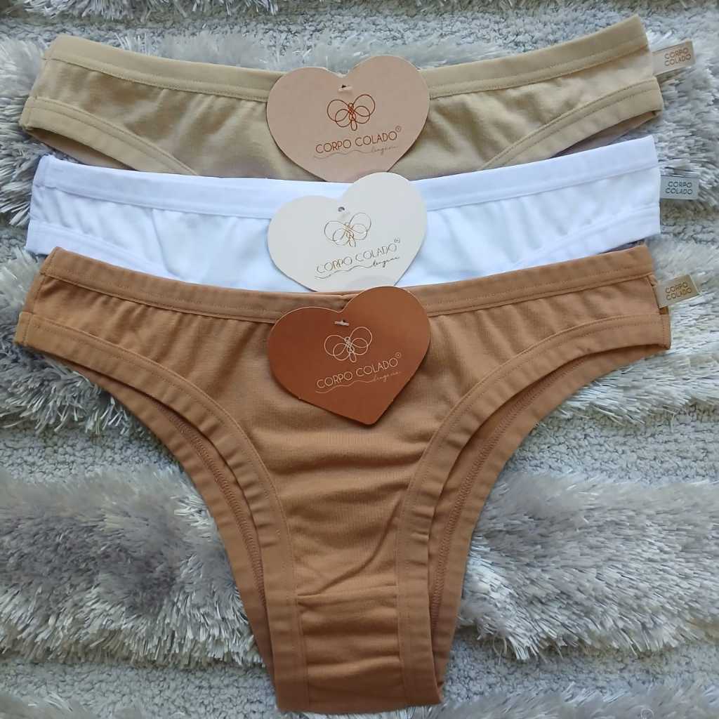 Kit 5 Calcinha Básica Algodão Tanga Corpo Colado