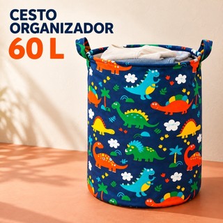 Cesto Organizador Dobrável com Alças de Tecido para Roupas e Brinquedos, 60 L (40 × 50 cm) ou 32,8 L (32 × 32 × 32 cm)