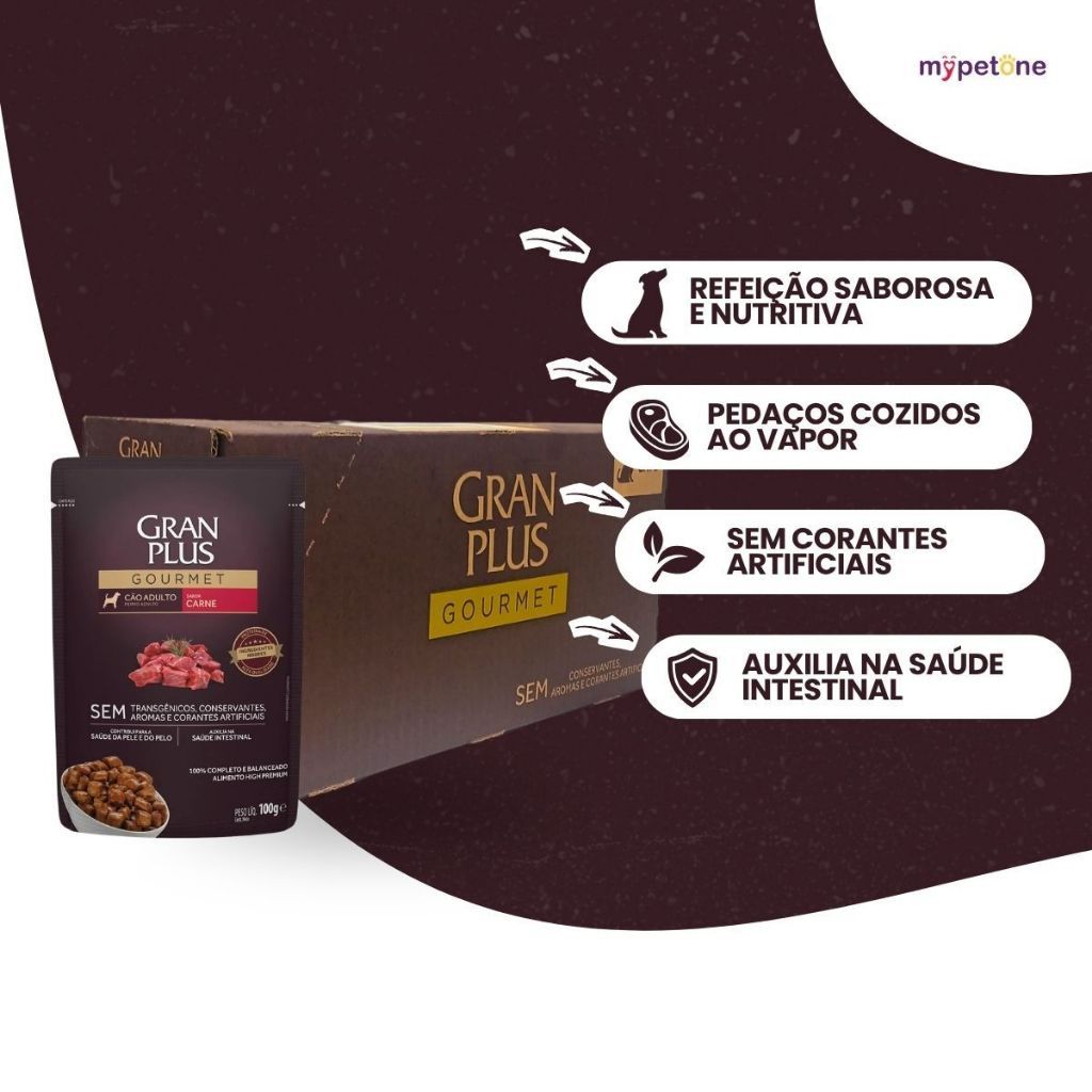 Ração Úmida Sachê GranPlus Gourmet Para Cachorros Adultos Sabores Diversos Caixa 18 Unidades — imagem 2 de 2