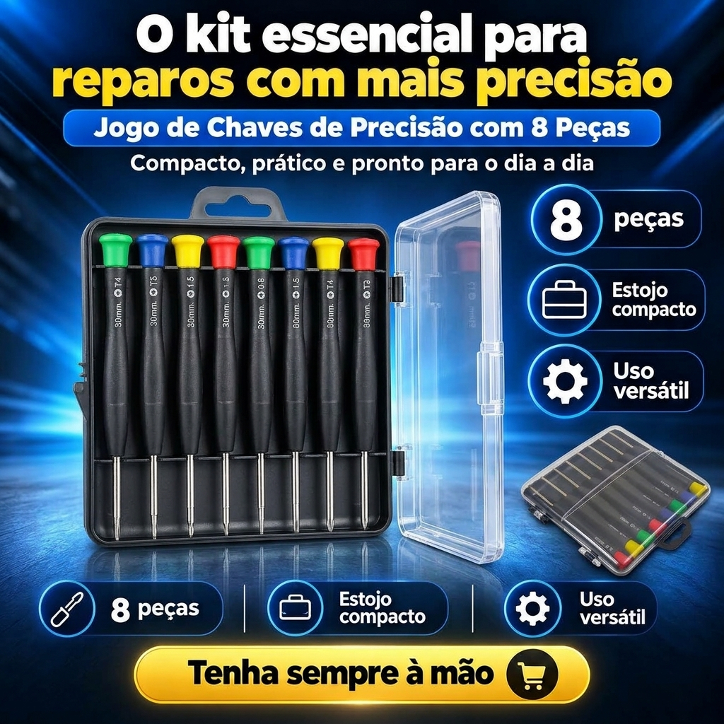 Kit Chaves de Precisão 8 Peças Torx Pentalobe Philips Fenda para Celular Notebook Eletrônicos